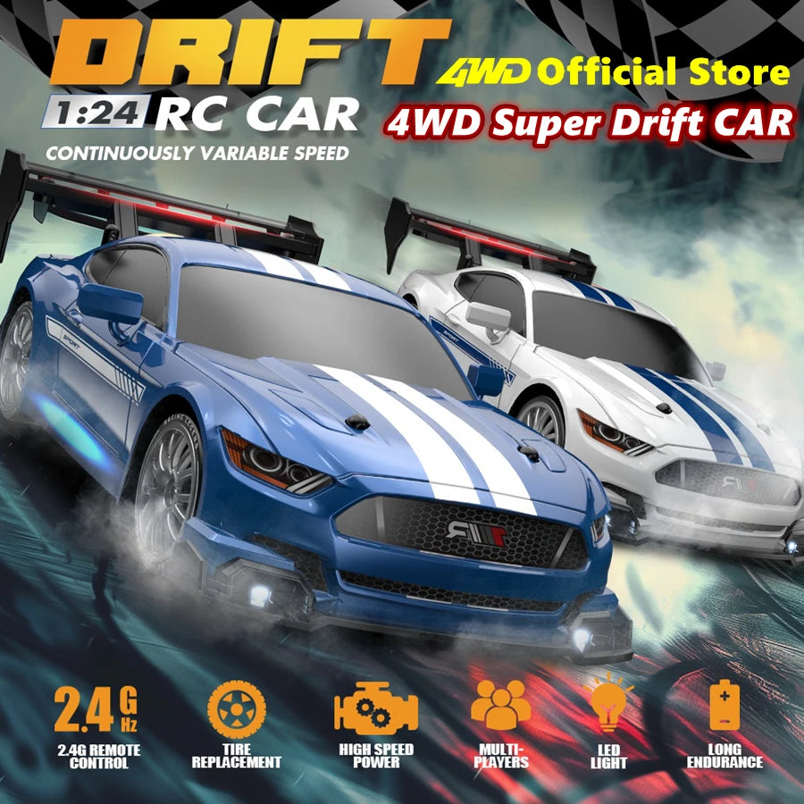1:24 Scale 4WD RC Drift Car GTRPRO / AE86PRO Model – 2.4G High-Speed Remote Control 4x4 Drift Racing Vehicle Toy with Rechargeable Lithium Battery - Product Photo 2