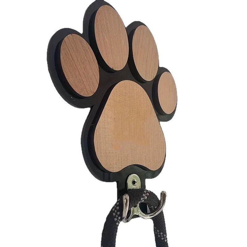 Wooden Paw Print Wall Hook Organizer – Decorative Pet Leash Holder & Key Hanger for Entryway - Product Photo 5