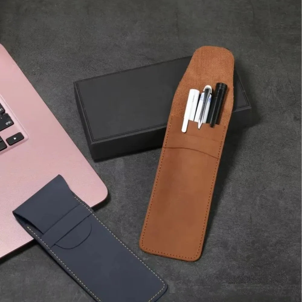 High-End PU Leather Fountain Pen Pouch – Vintage Double Pen Storage Case for Office & School - Product Photo 4