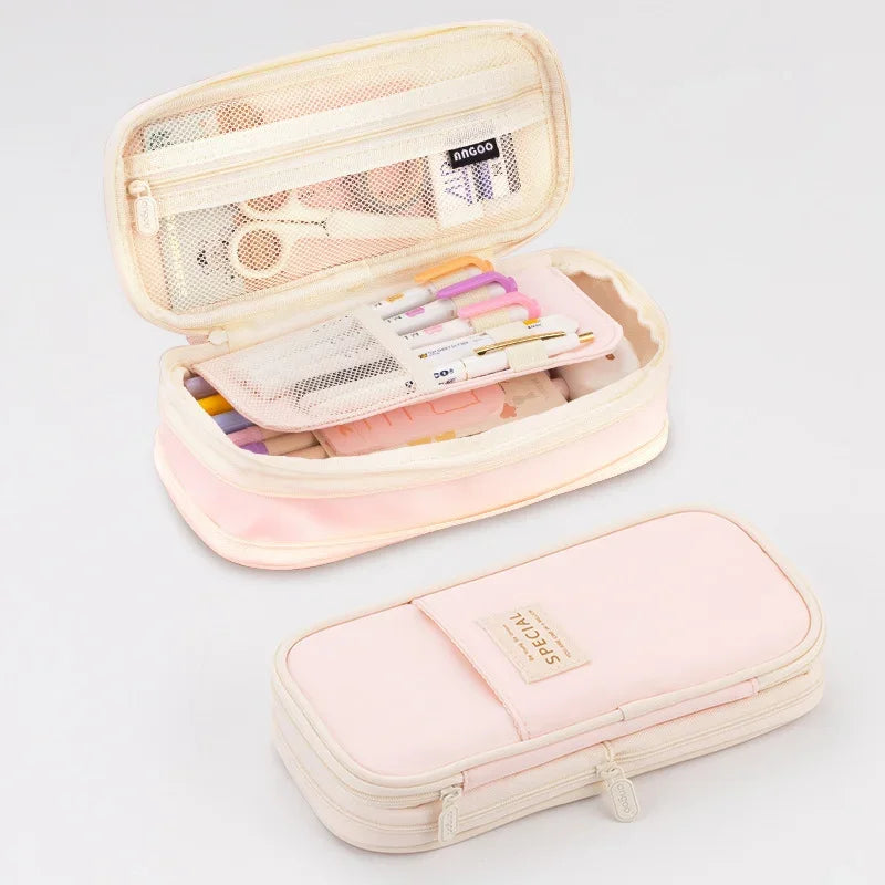 Purple Large Capacity Double Layer Pencil Case - 610 Pink - China Mainland