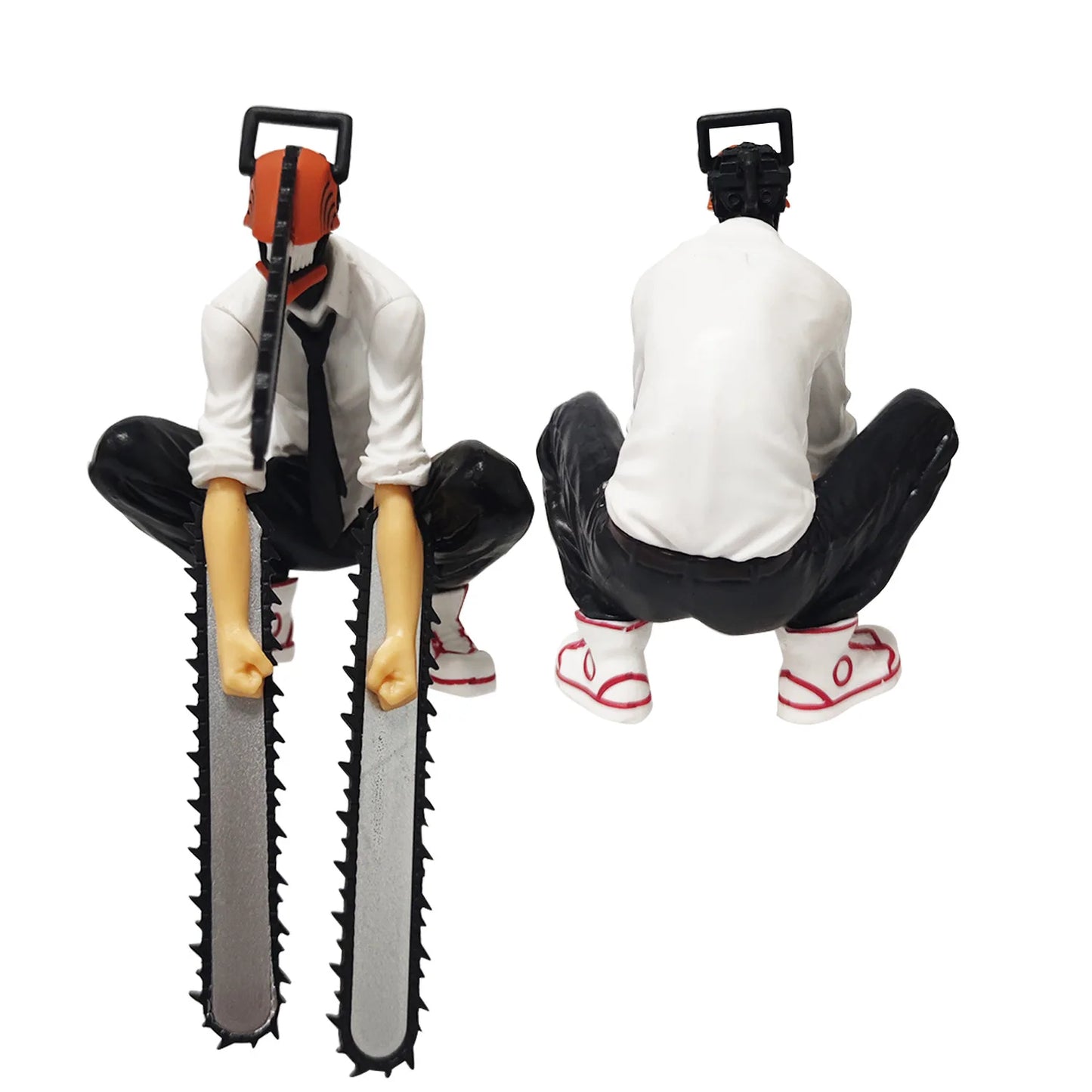 Bandai 14cm Chainsaw Man Noodle Stopper Anime Figure – Denji & Power Sitting PVC Collectible Model Statue for Noodle Lids & Desk Decor - 14cm NO BOX
