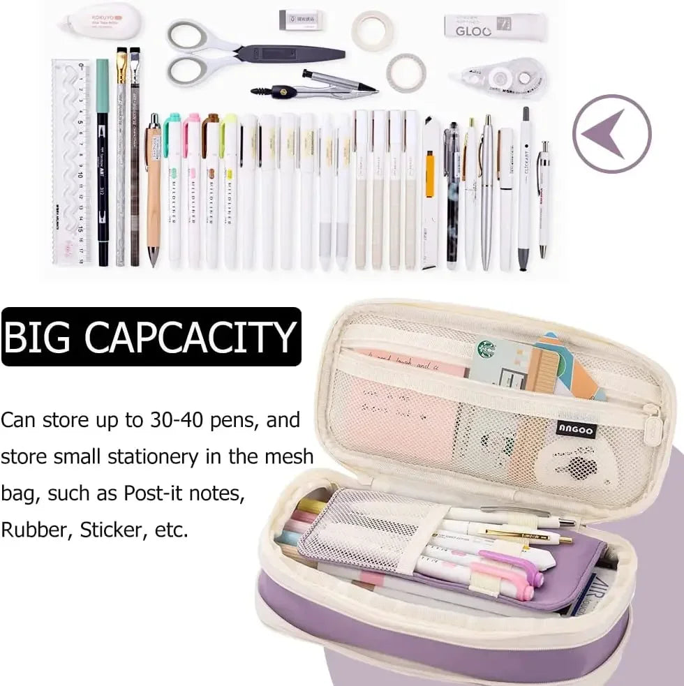 Purple Large Capacity Double Layer Pencil Case - Product Photo 3