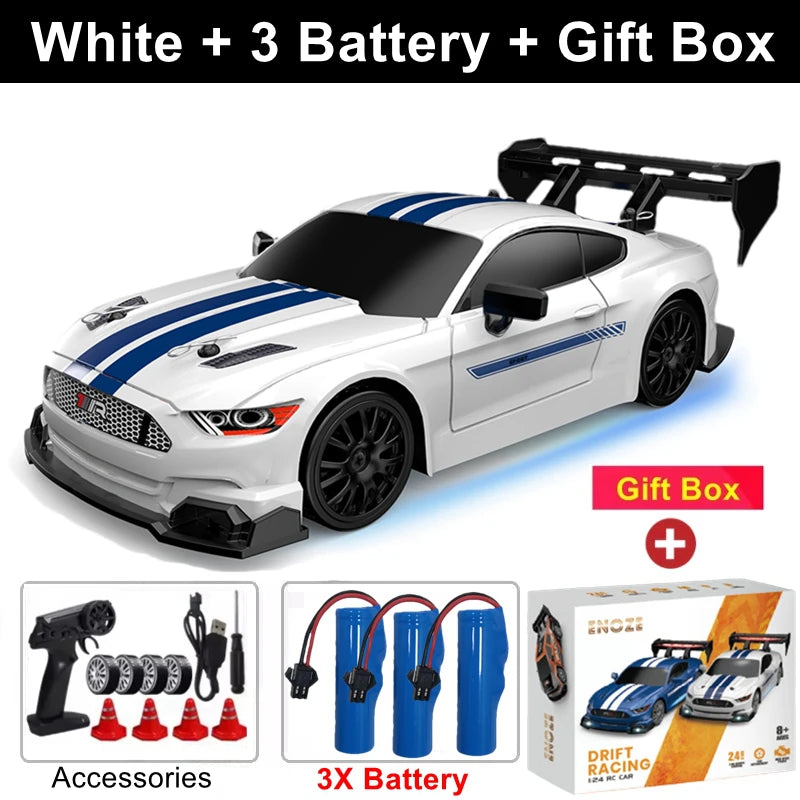 1:24 Scale 4WD RC Drift Car GTRPRO / AE86PRO Model – 2.4G High-Speed Remote Control 4x4 Drift Racing Vehicle Toy with Rechargeable Lithium Battery - GTRPRO White 3B Box