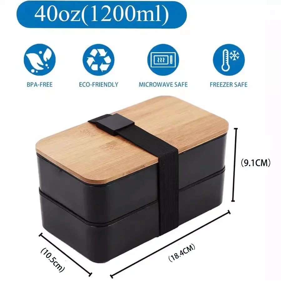 Leakproof 2-Layer Meal Prep Bento Box – 40oz Food Container with Utensils & Strap - Product Photo 5