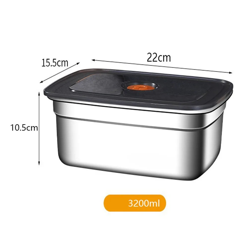 Heavy-Duty Stainless Steel Lunch Box – Large Capacity Refrigerator Storage Box (600ml–3200ml) - 3200ML