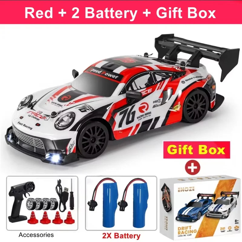1:24 Scale 4WD RC Drift Car GTRPRO / AE86PRO Model – 2.4G High-Speed Remote Control 4x4 Drift Racing Vehicle Toy with Rechargeable Lithium Battery - GTRPRO Red 2B Box