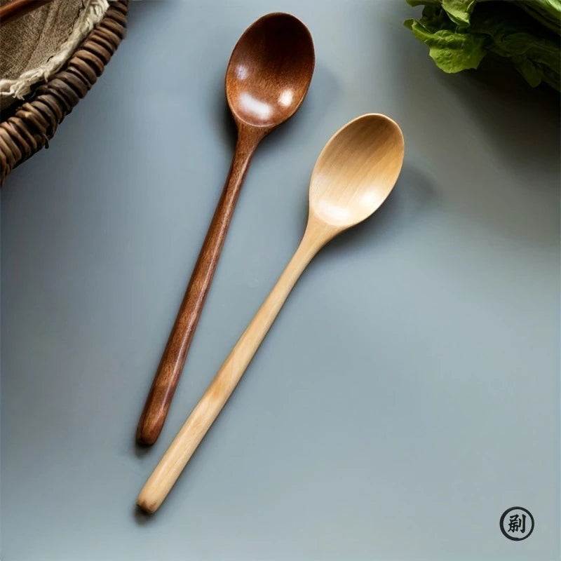 4-Piece Natural Wooden Spoon Set (23.5cm) – Korean Style Wood Tableware for Soup, Honey, Tea & Coffee - Product Photo 5