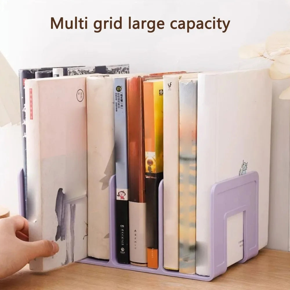 Space-Saving Vertical Book Holder – 4-Section Desk Organizer for Books & Files - Product Photo 4
