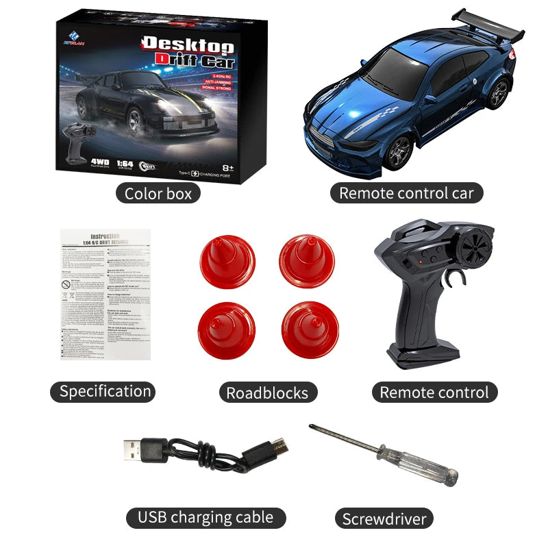 2026 New Kf20 1:64 Drift Rc Car Four-wheel Remote-Controlled Racing Car Full Proportions Desk Competition Toy Boys Ideal Gifts. - KF20-B-Color box 1