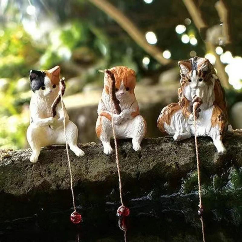 Mini Cartoon Fishing Figurine Aquarium Landscape Decor – Resin Hanging Fish Tank & Desktop Ornament - Product Photo 2