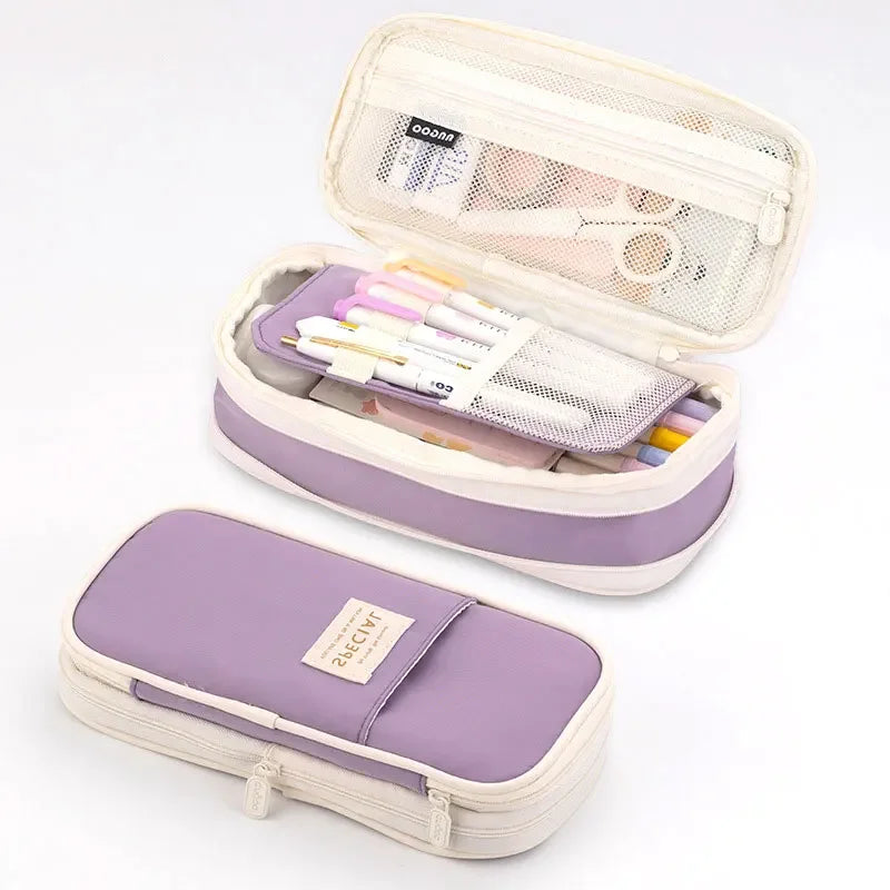 Purple Large Capacity Double Layer Pencil Case - 603 Purple - China Mainland