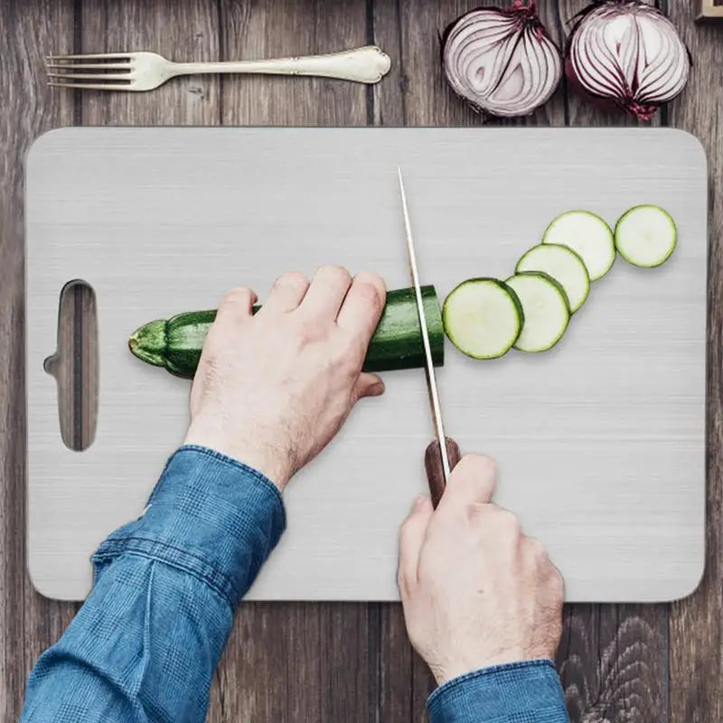 Thickened Titanium & 304 Stainless Steel Cutting Board – Double-Sided Food Grade Board for Meat & Fruit - Product Photo 2