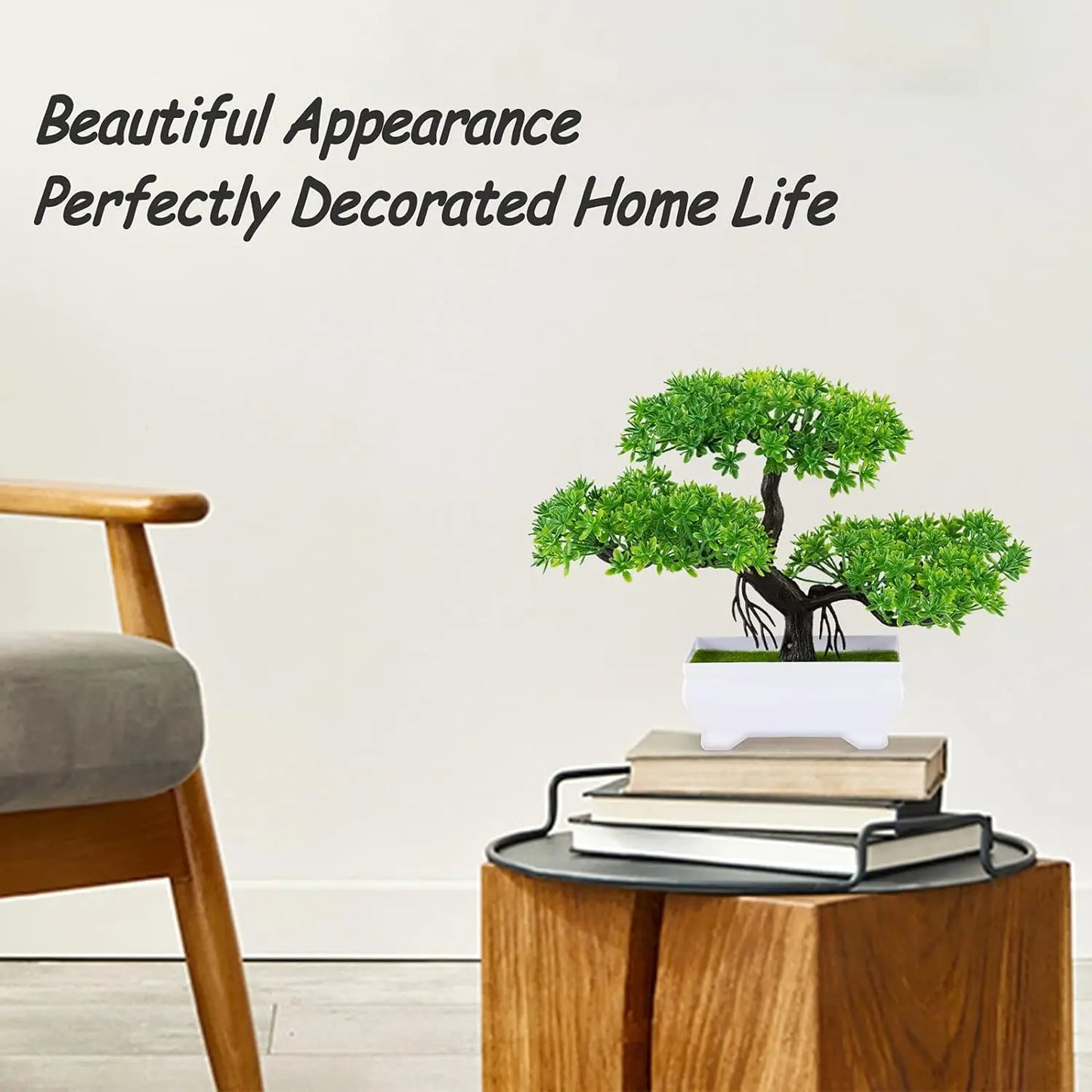 Mini Artificial Bonsai Plant in Pot – Fake Small Tree Centerpiece for Living Room, Desk & Wedding Decor - Product Photo 3