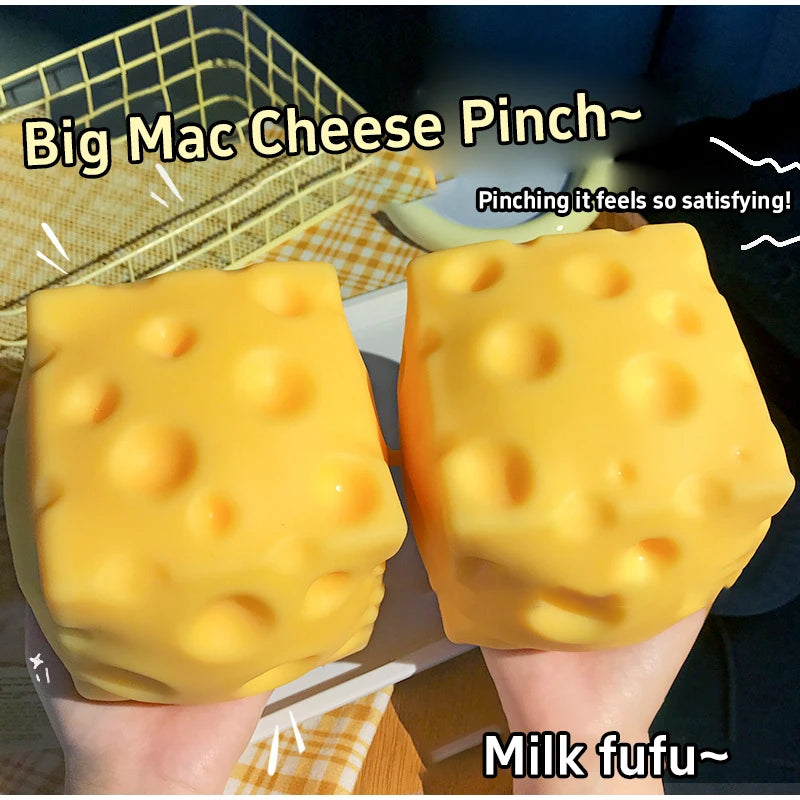 Extra Large Giant Cheese Squeeze Toy – Slow Rebound Shapeable Fidget Toy for Office Desk Decor & Adult Stress Relief - 2pcs