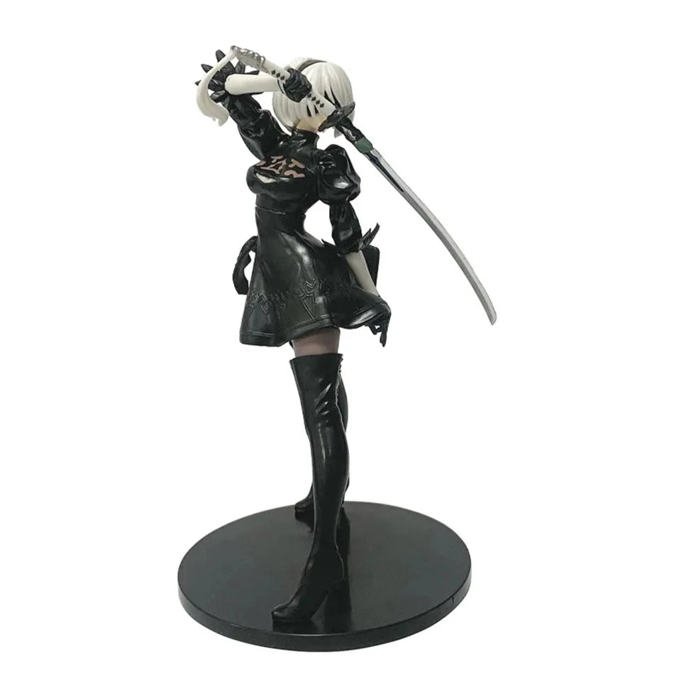 Bandai 18cm NieR: Automata YoRHa 2B Anime Action Figure – Black & White Series PVC Collectible Model Statue for Gaming Fans & Desk Display - Product Photo 5