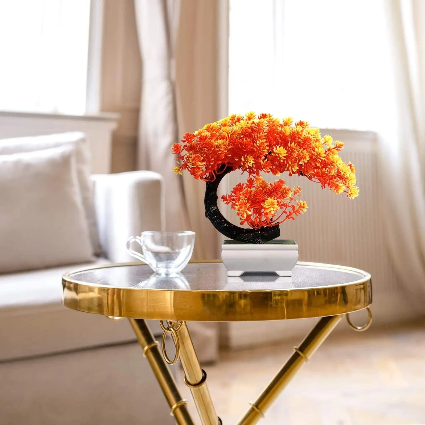 Mini Artificial Bonsai Plant in Pot – Fake Small Tree Centerpiece for Living Room, Desk & Wedding Decor - Product Photo 2