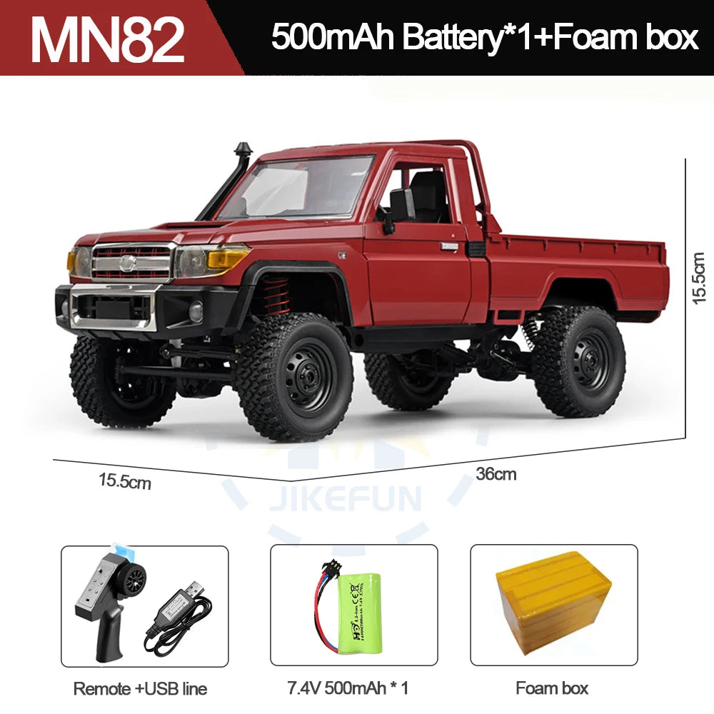 MN Model MN82 1:12 4WD Off-Road RC Crawler Truck – 280 Motor, Full Proportional Control, 50M Range RTR Truck for Boys & Adults - Foam Box Red - China Mainland