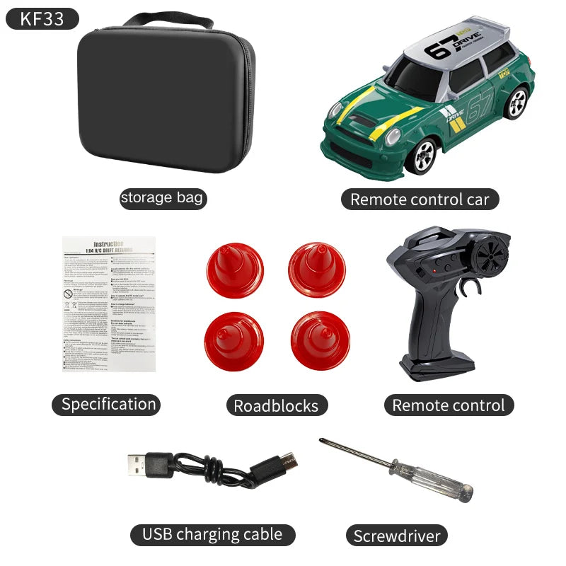 2026 New Kf20 1:64 Drift Rc Car Four-wheel Remote-Controlled Racing Car Full Proportions Desk Competition Toy Boys Ideal Gifts. - KF33-B-Storage bag.