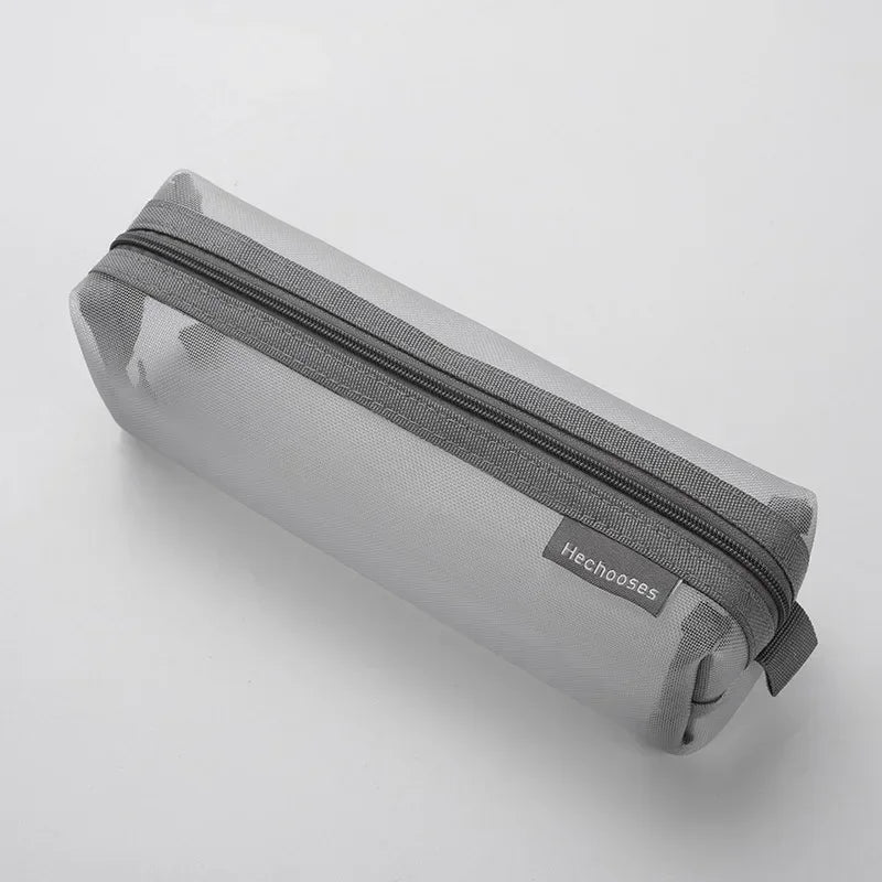 Clear Mesh Pen Bag – Simple Aesthetic Student Pencil Pouch & Exam Organizer - Grey - China Mainland
