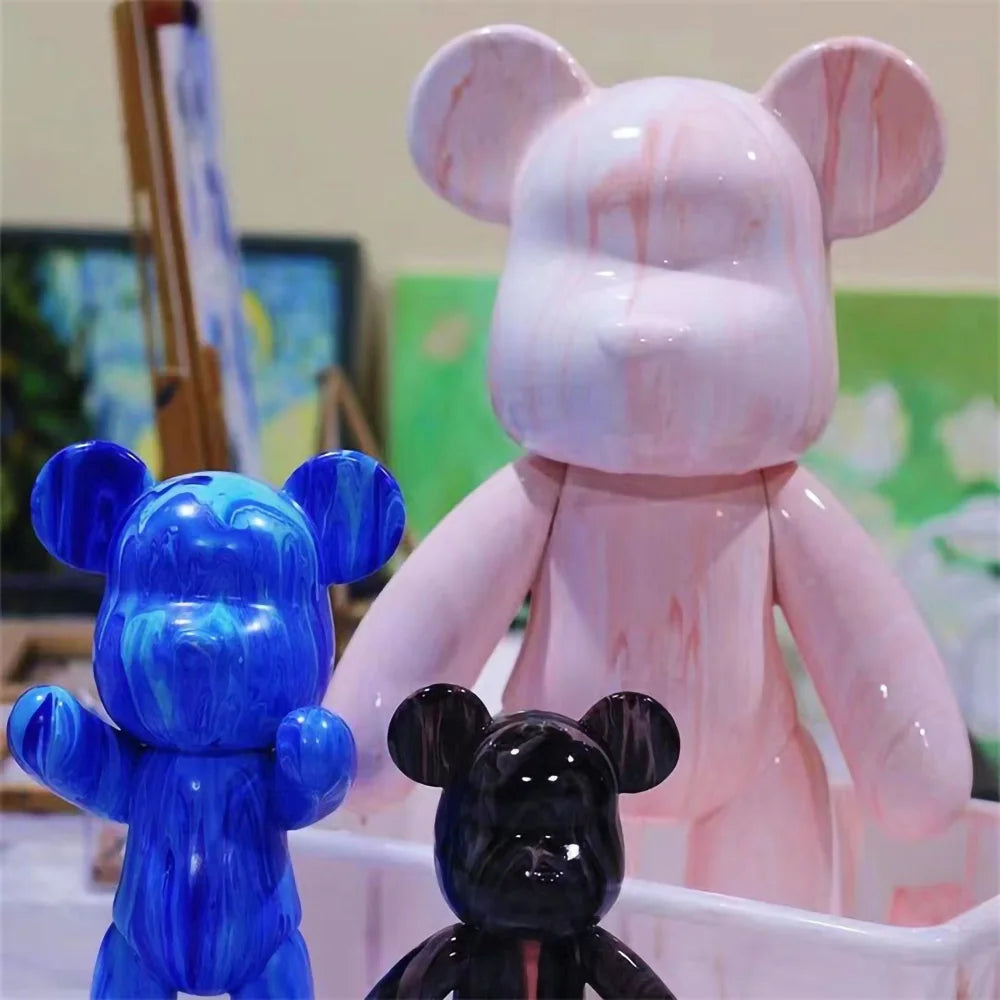 DIY Fluid Bear Keychain Set – Miniature Violent Bear Pouring Paint White Mold Doll for Keyring & Bag Accessory - Product Photo 4