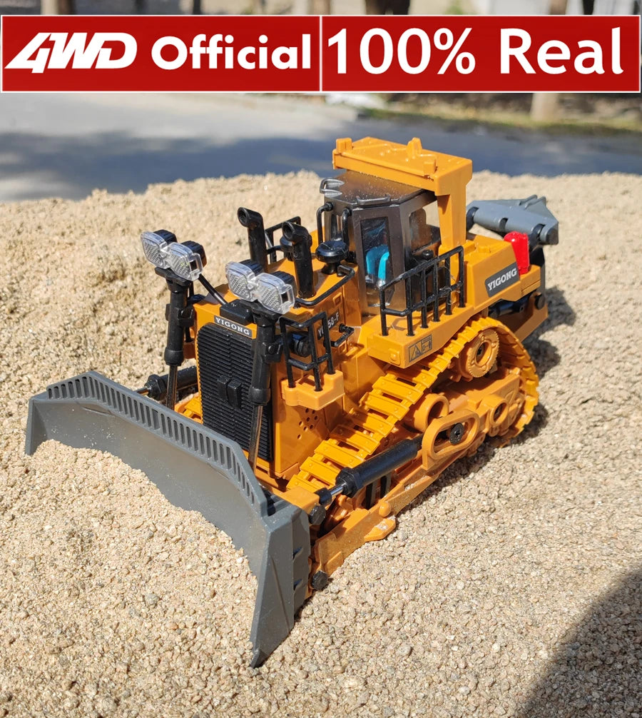 1:20 10-Channel RC Construction Vehicle – Heavy Duty Alloy Excavator / Dump Truck / Bulldozer Toy with Realistic LED Lights - Product Photo 5