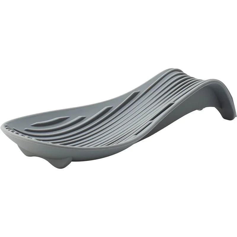 Silicone Insulated Spoon Holder Set – Heat-Resistant Spatula Tray & Cutlery Shelving Rack - 1Pc Dark Grey
