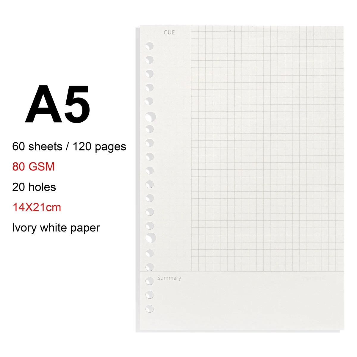 A4/B5/A5 Loose Leaf Refill Binder Notebook Blank/Line/Grid/Cornell Replacable Metal Ring Office&School Supplies Stationery - CornellRefill-A5