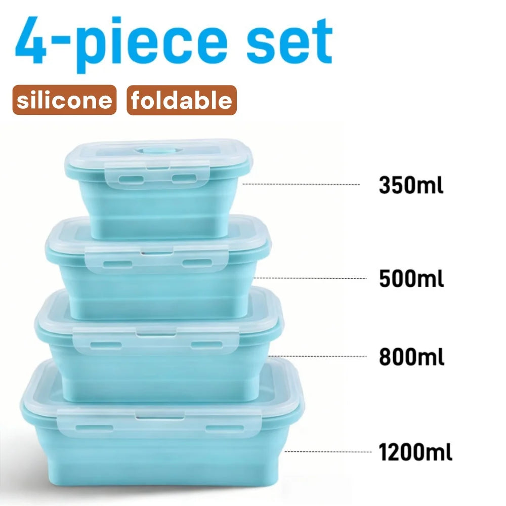Leakproof 2-Layer Meal Prep Bento Box – 40oz Food Container with Utensils & Strap - silicone 4set