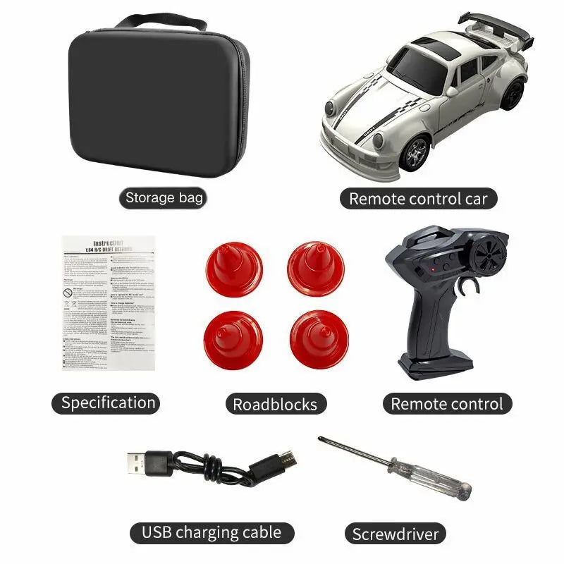 2026 New Kf20 1:64 Drift Rc Car Four-wheel Remote-Controlled Racing Car Full Proportions Desk Competition Toy Boys Ideal Gifts. - KF20-A-Storage bag. 1