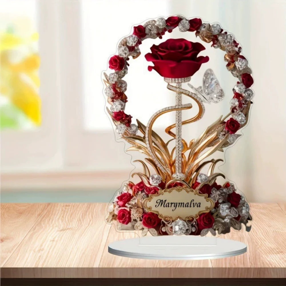 Elegant Acrylic Rose Flower Display Stand with Butterfly – Romantic Desktop Ornament for Wedding & Home Decor - Rose - China Mainland