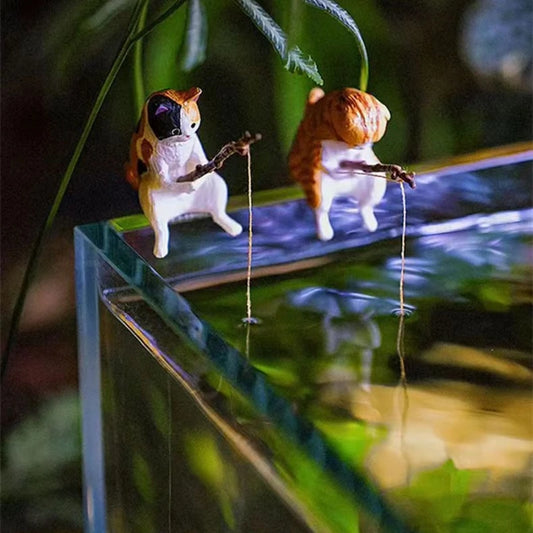 Mini Cartoon Fishing Figurine Aquarium Landscape Decor – Resin Hanging Fish Tank & Desktop Ornament - Product Photo 1
