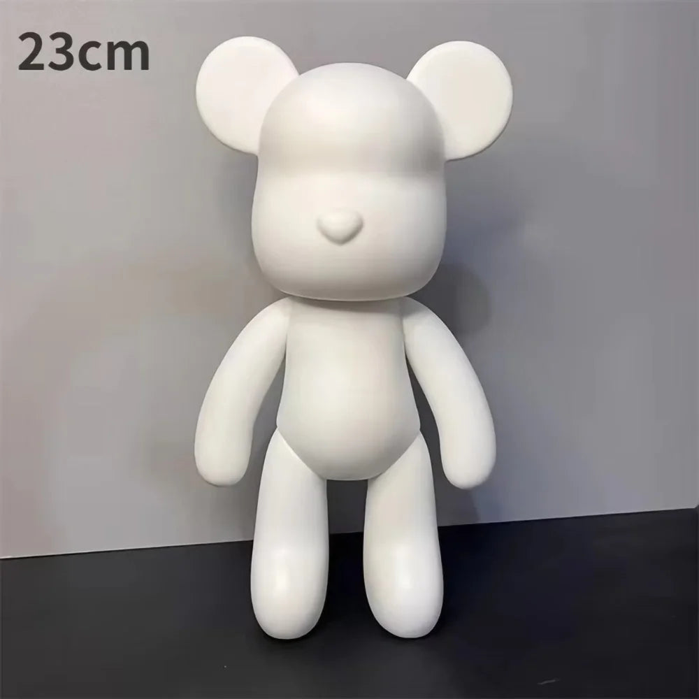 DIY Fluid Bear Keychain Set – Miniature Violent Bear Pouring Paint White Mold Doll for Keyring & Bag Accessory - Fluid bear 23cm