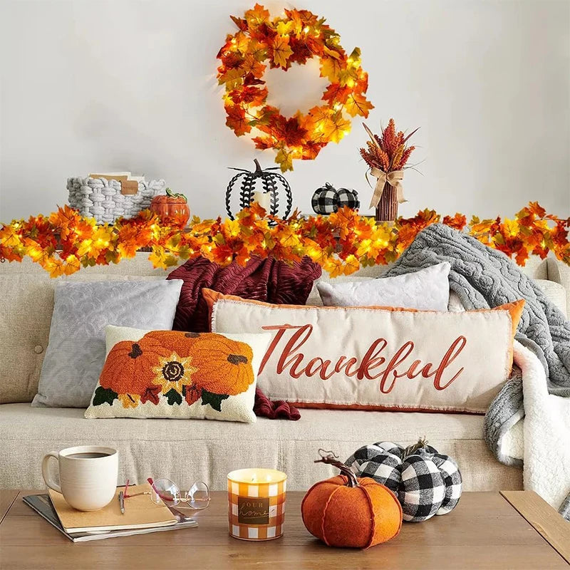 200CM Autumn Maple Leaf Vine Garland – Hanging Artificial Foliage Plant for Door, Window, Halloween & Thanksgiving Decor - Product Photo 2