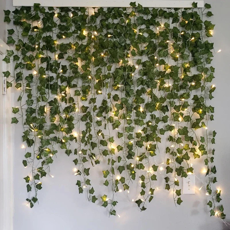 LED Artificial Green Ivy Leaf Vine Fairy String Lights – Hanging Garland Lamp for Room Decor, Garden, Bridal Shower & Parties - Product Photo 4