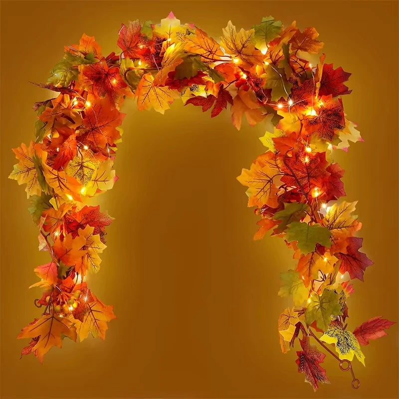 200CM Autumn Maple Leaf Vine Garland – Hanging Artificial Foliage Plant for Door, Window, Halloween & Thanksgiving Decor - 8 - 200CM