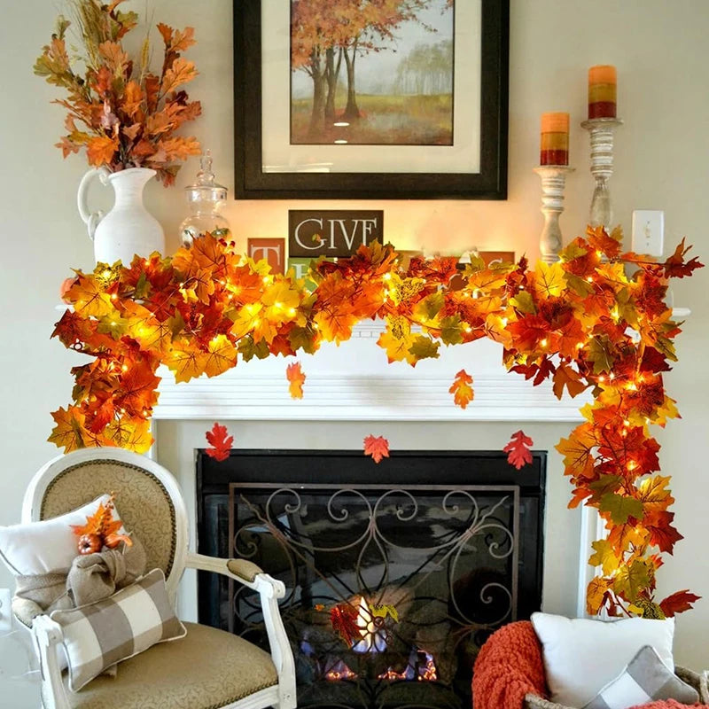 200CM Autumn Maple Leaf Vine Garland – Hanging Artificial Foliage Plant for Door, Window, Halloween & Thanksgiving Decor - Product Photo 3