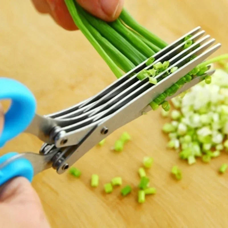 3/5 Layer Stainless Steel Kitchen Scissors – Fast Herb Chopper & Scallion Cutter for Cooking - Product Photo 1