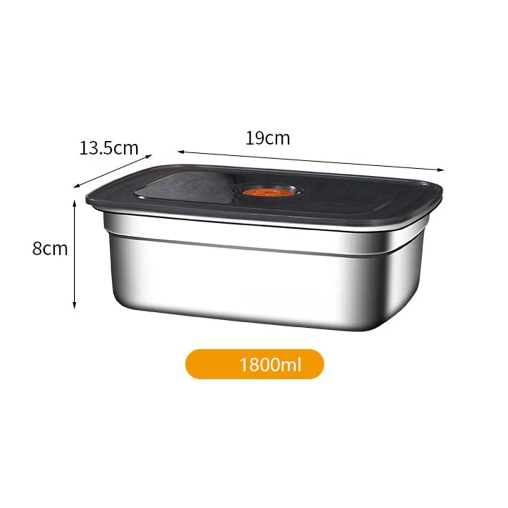 Heavy-Duty Stainless Steel Lunch Box – Large Capacity Refrigerator Storage Box (600ml–3200ml) - 1800ML