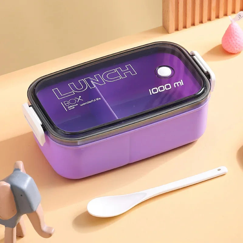 Leakproof Insulated Bento Lunch Box – Portable Plastic Food Container for School & Office - PURPLE