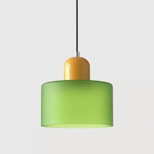 Vintage Stained Glass Chandelier Light Fixture – Modern Retro E27 Pendant Lamp in Pink, Orange, Green & White - Warm White - Matte Green2