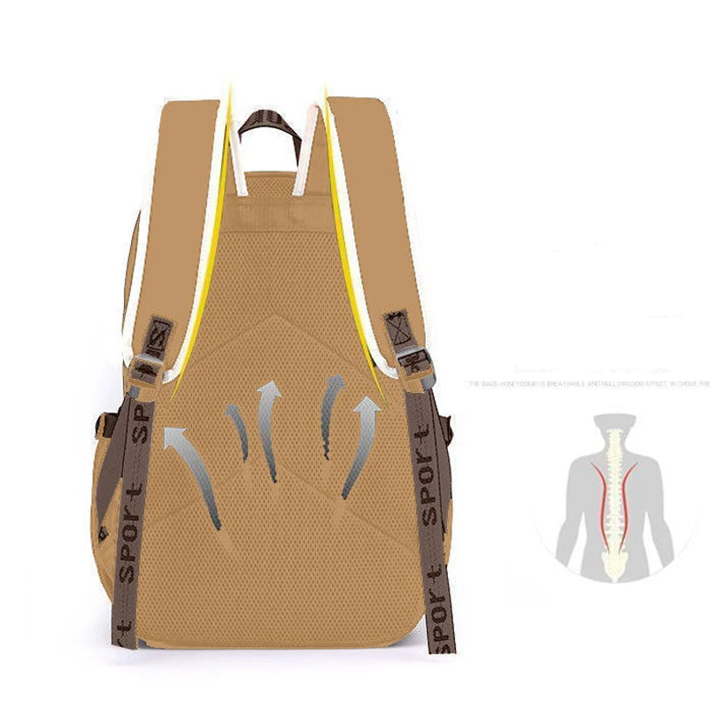 Kawaii Capybara Stylish Khaki School Backpack - Product Photo 2