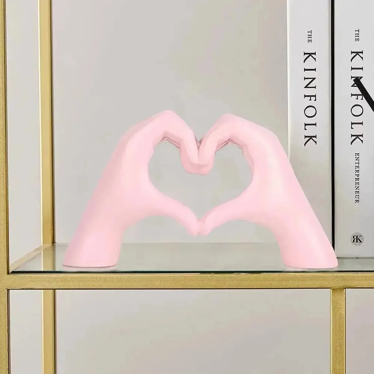 10cm Modern Abstract Heart Hand Gesture Statue – Personalized Resin Finger Love Sculpture for Desktop & Living Room Decor - Product Photo 4