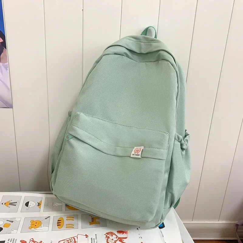 Waterproof Nylon Teenage Girl Schoolbag - Green no pendant