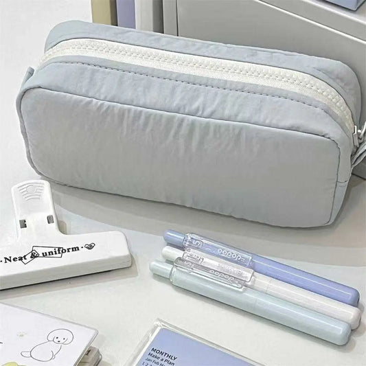 Solid Color Portable Zippered Pencil Bag - Product Photo 1