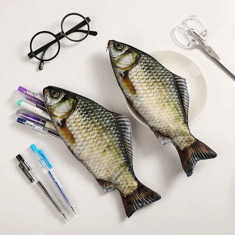 Novelty Fish Pencil Pouch – Funny Student Stationery & Pen Storage Organizer - 2pcs - China Mainland