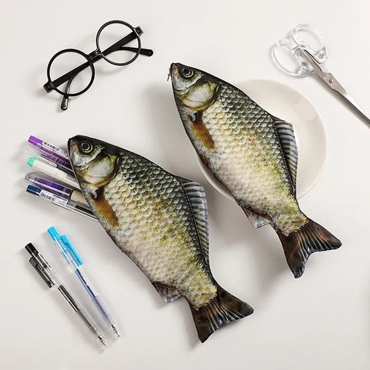 Novelty Fish Pencil Pouch – Funny Student Stationery & Pen Storage Organizer - 2pcs - China Mainland