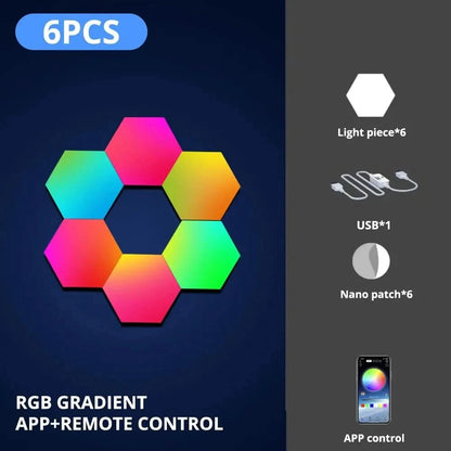 RGB Hexagon Wall Lamp – Music Sync & DIY Ambient Smart Lighting