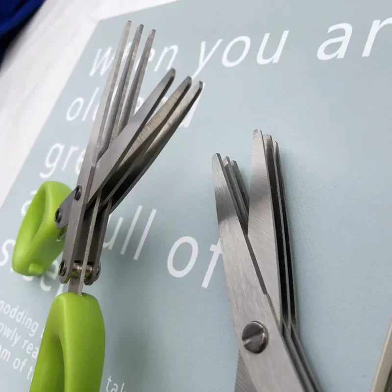 3/5 Layer Stainless Steel Kitchen Scissors – Fast Herb Chopper & Scallion Cutter for Cooking - Product Photo 3