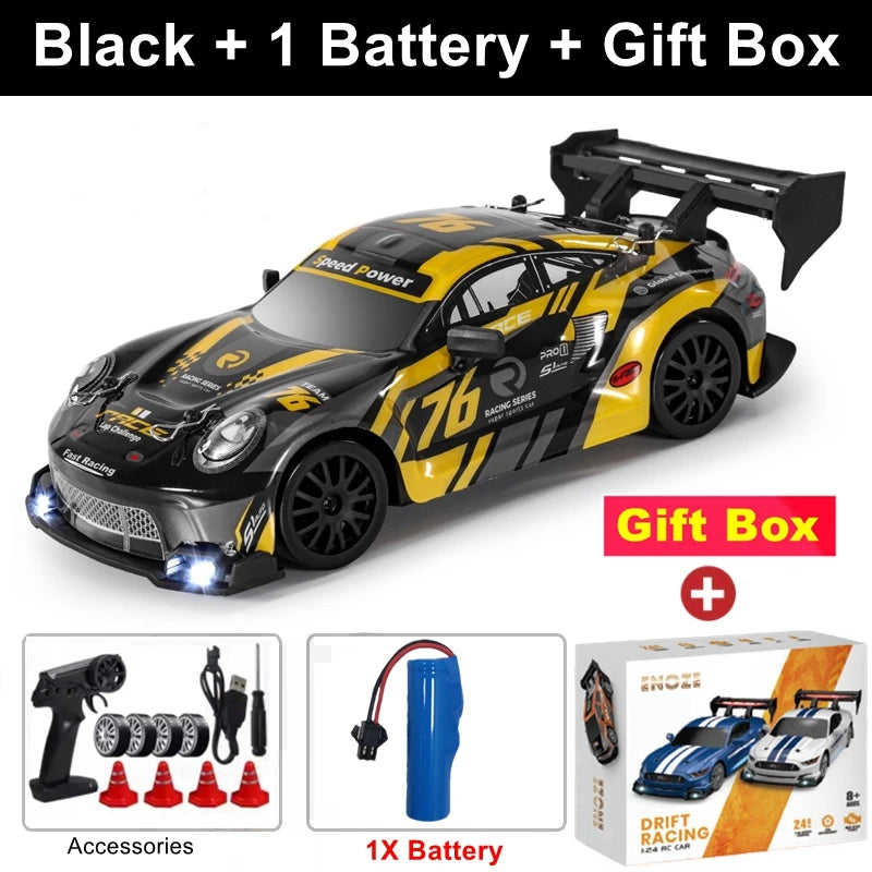 1:24 Scale 4WD RC Drift Car GTRPRO / AE86PRO Model – 2.4G High-Speed Remote Control 4x4 Drift Racing Vehicle Toy with Rechargeable Lithium Battery - GTRPRO Black 1B Box
