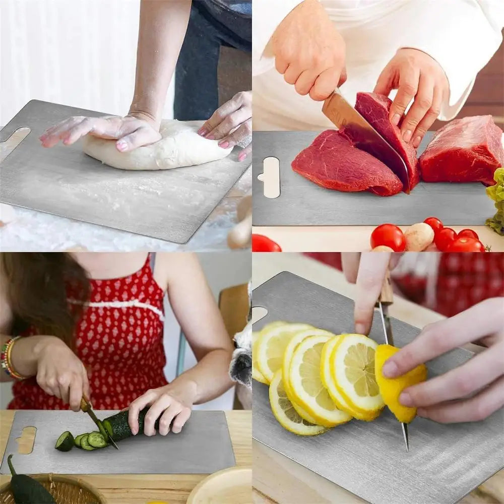 Thickened Titanium & 304 Stainless Steel Cutting Board – Double-Sided Food Grade Board for Meat & Fruit - Product Photo 3